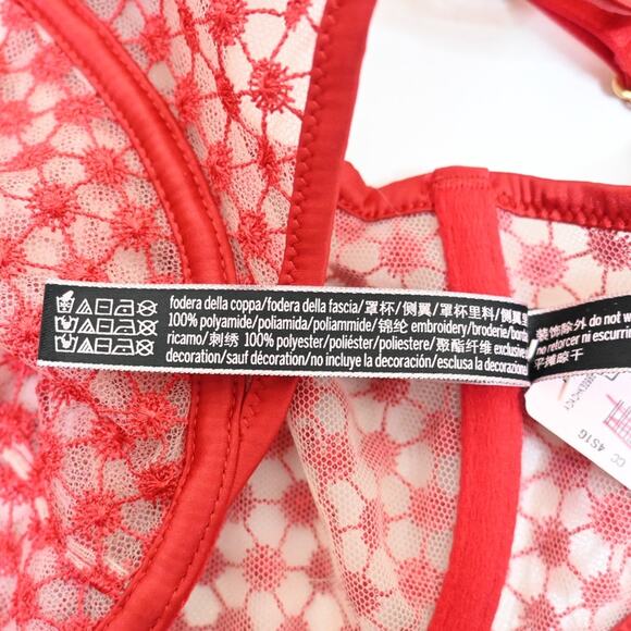 Victoria's Secret Unlined Underwire Demi Bra in Red NEW Womens 32DDD - Picture 10 of 10